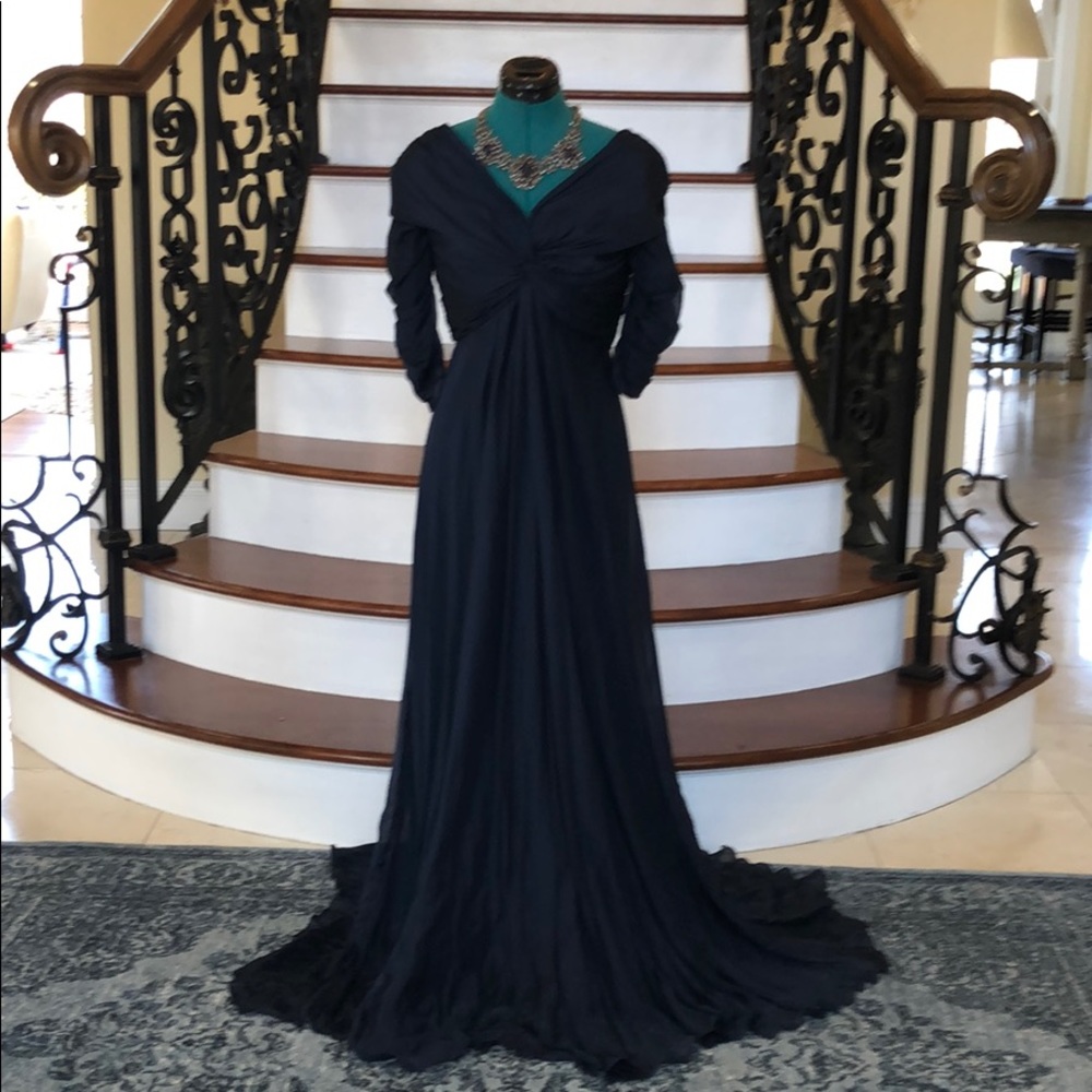 Carmen Marc Valvo Navy Gown